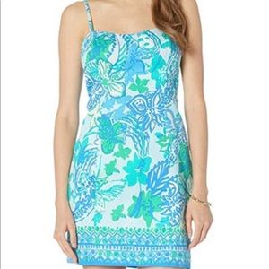 Lily Pulitzer Shelli Stretch Whisper Blue Boom Croc A Locca Dress